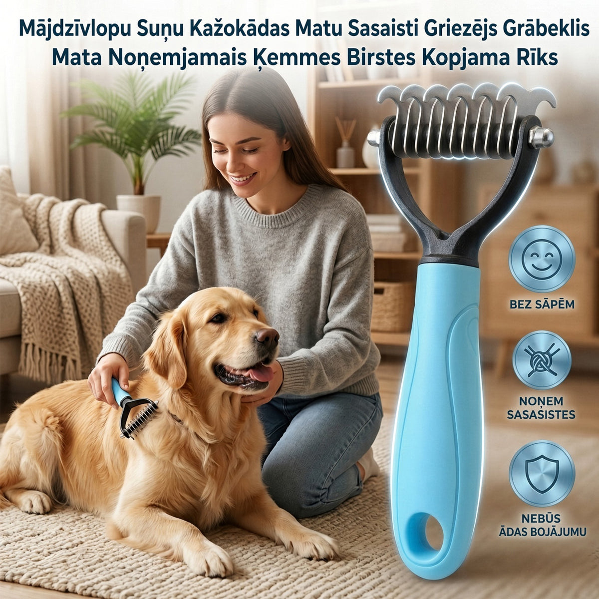 SVOZK® Universal Pet Detangling Comb for Dogs Grooming Tool Double-Sided Stainless Steel for Coat Care & Shedding Removal Easy to Use Essential Grooming